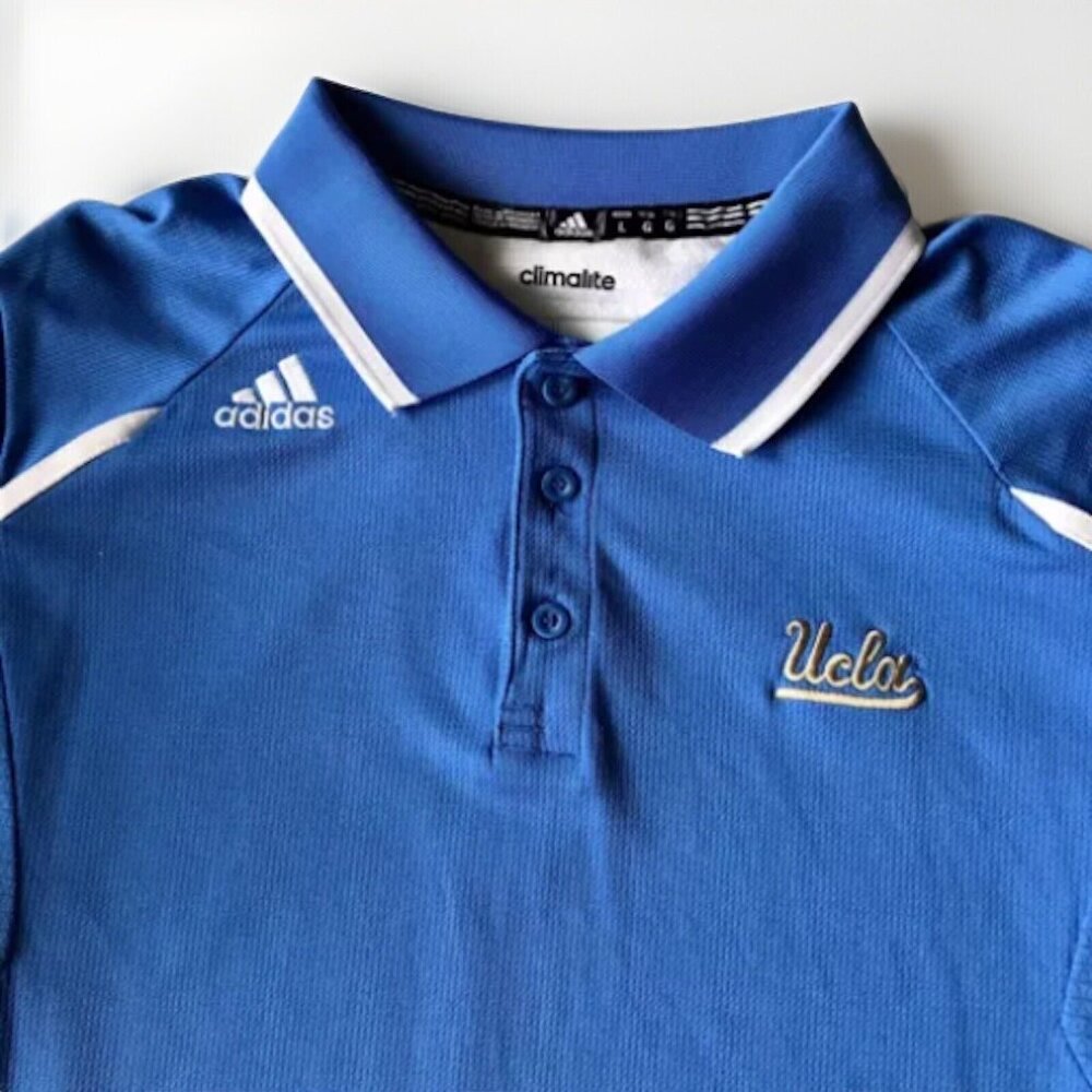 Adidas Climalite x‎ UCLA Bruins Polo Shirt Men’s Size Large Blue Vented - Picture 3 of 7